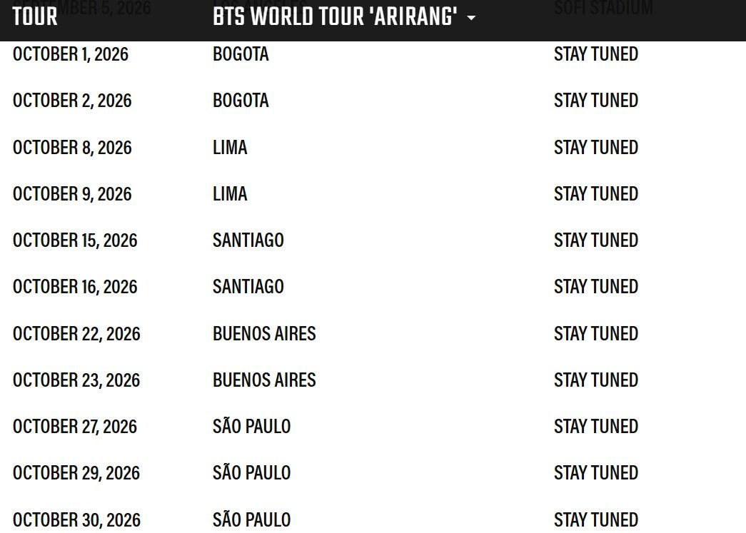 BTS entradas World Tour América Latina