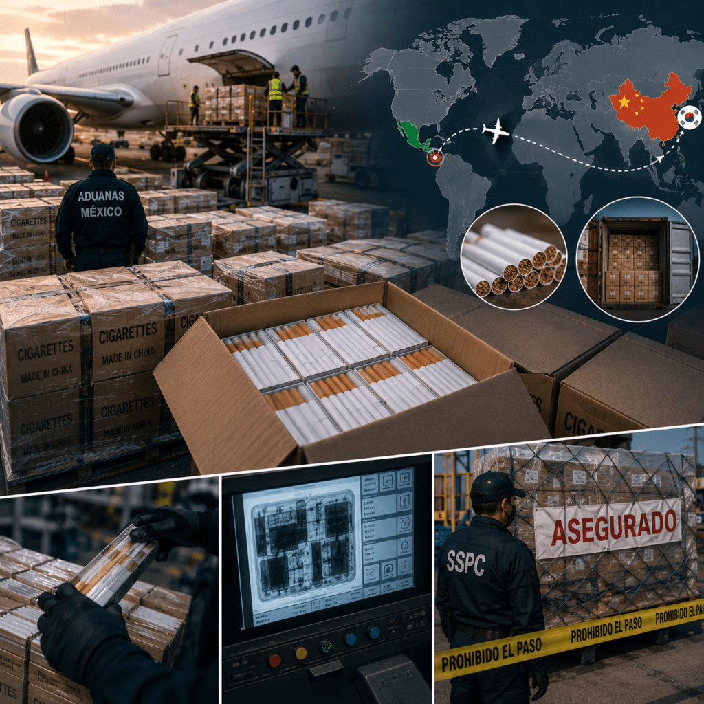 México incautó casi tres millones de cigarros ilegales de China y Corea con destino al AICM